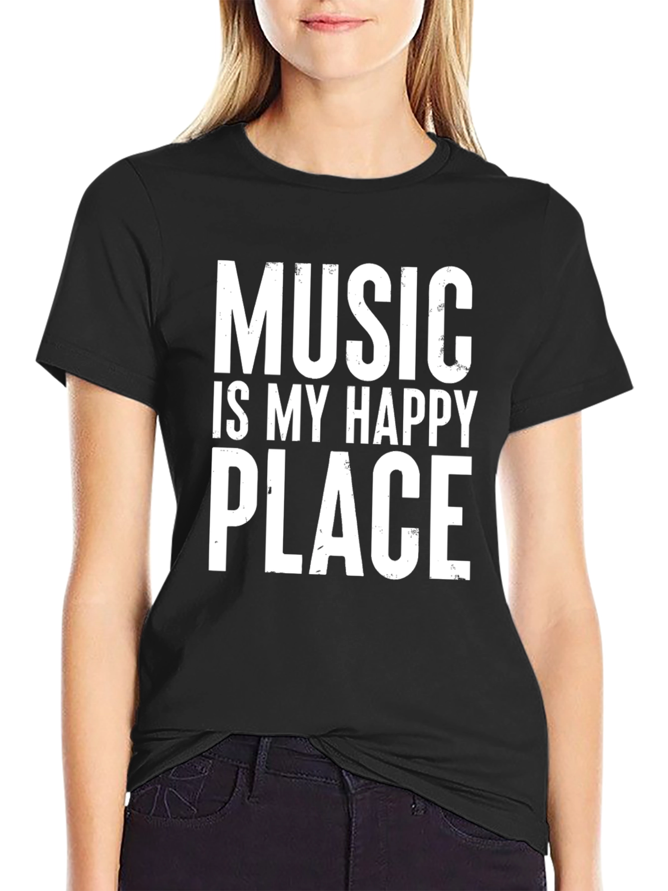 Camiseta Negra Music Is My Happy Place