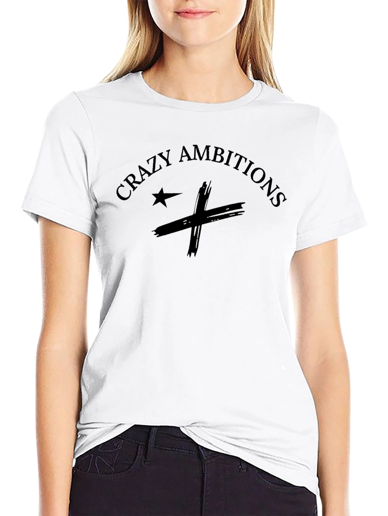 Camiseta Negra Crazy Ambitions Diseño Único