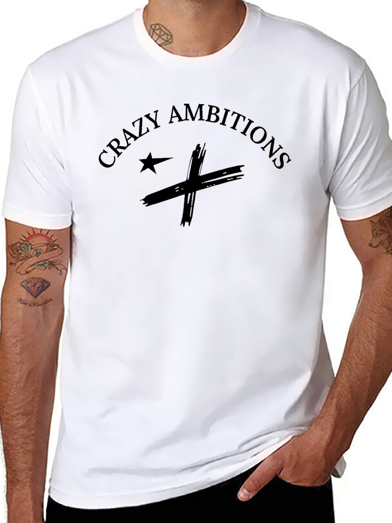 Camiseta Negra Crazy Ambitions Diseño Único