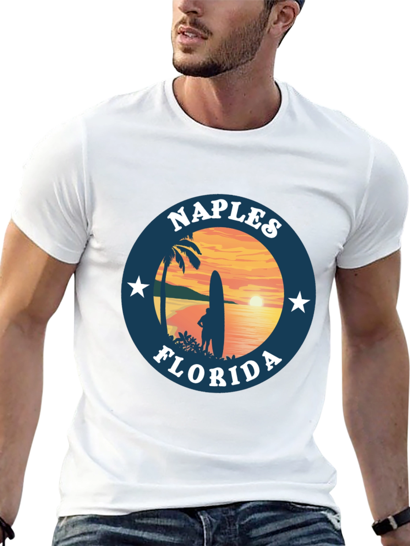 Camiseta Negra Nápoles Florida Sunset Surf