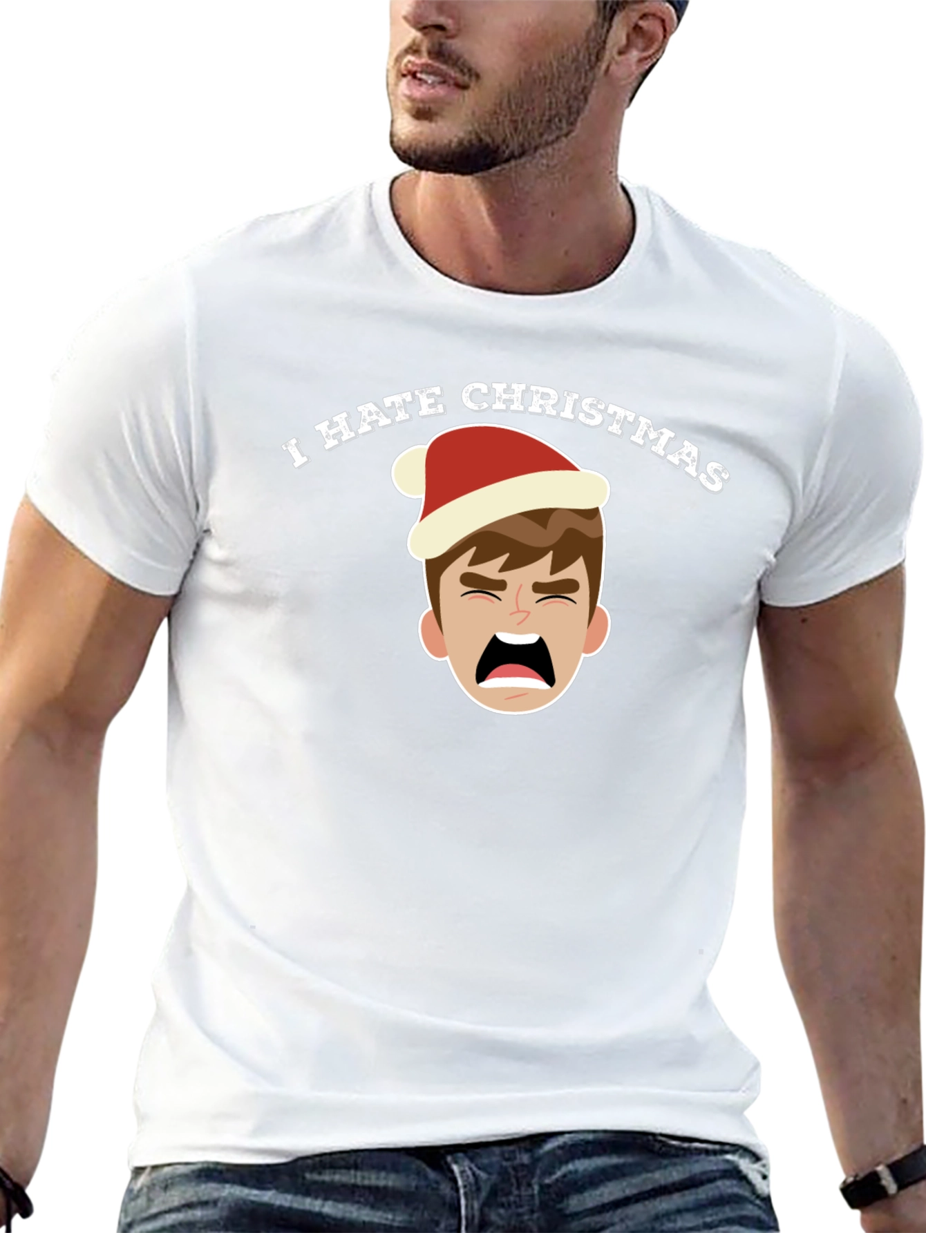 Camiseta Negra Odio la Navidad con Dibujo Navideño