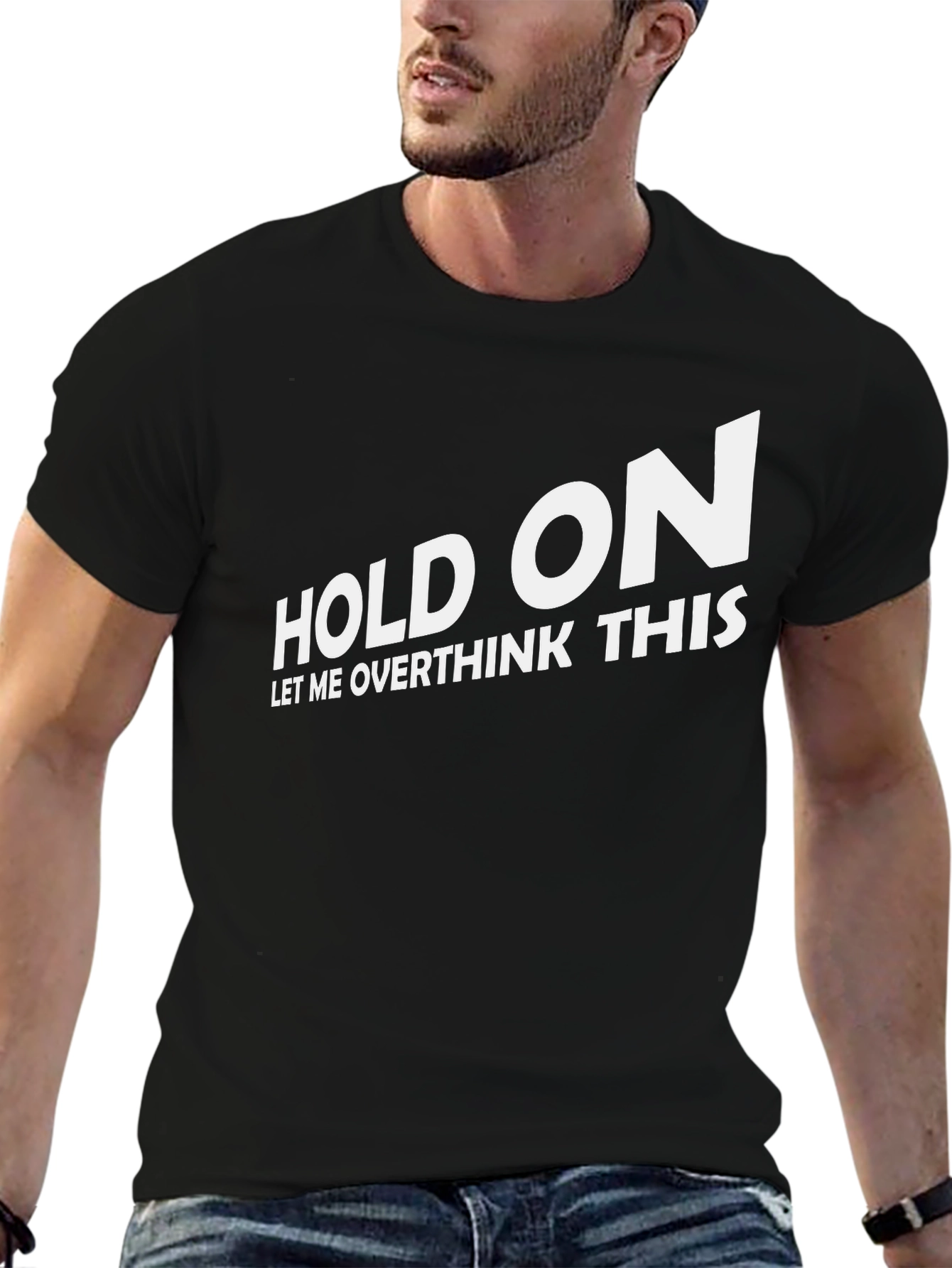 Camiseta Negra con Texto Divertido Hold On