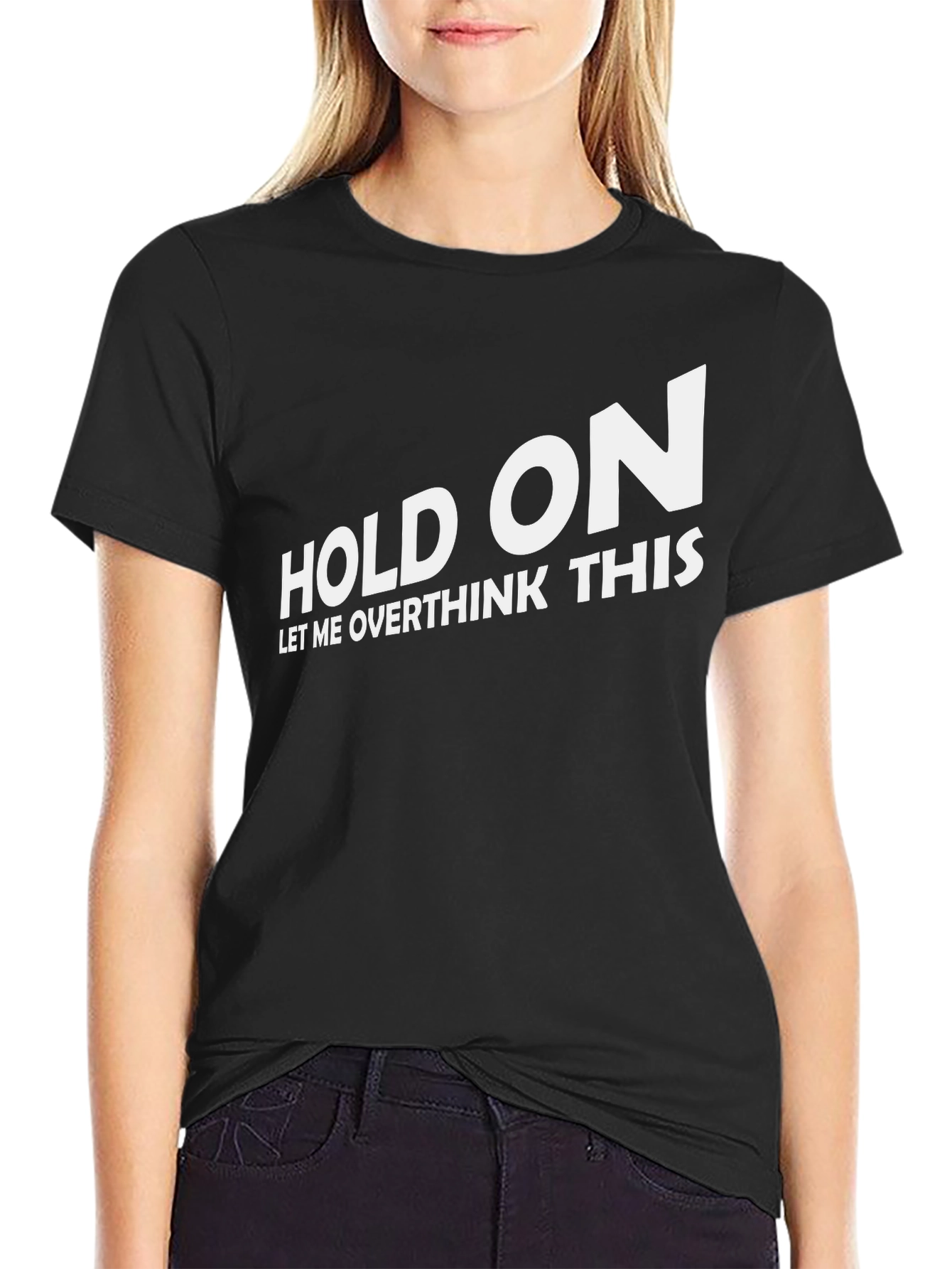 Camiseta Negra con Texto Divertido Hold On