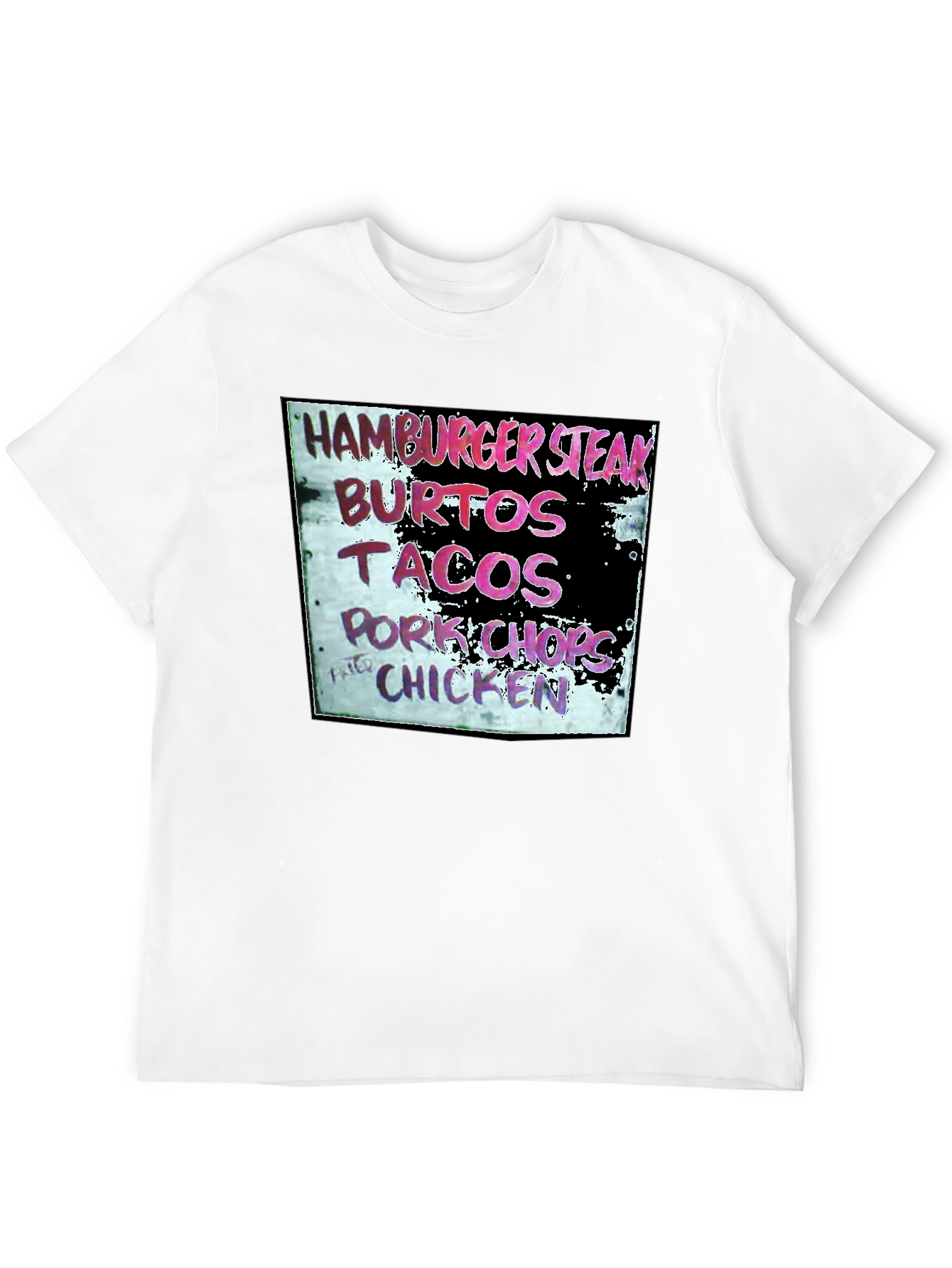 Camiseta Negra con Menú de Comida