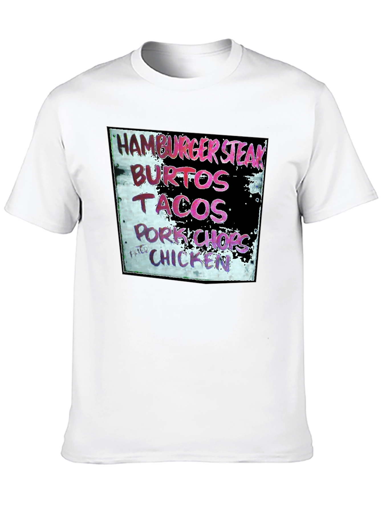 Camiseta Negra con Menú de Comida