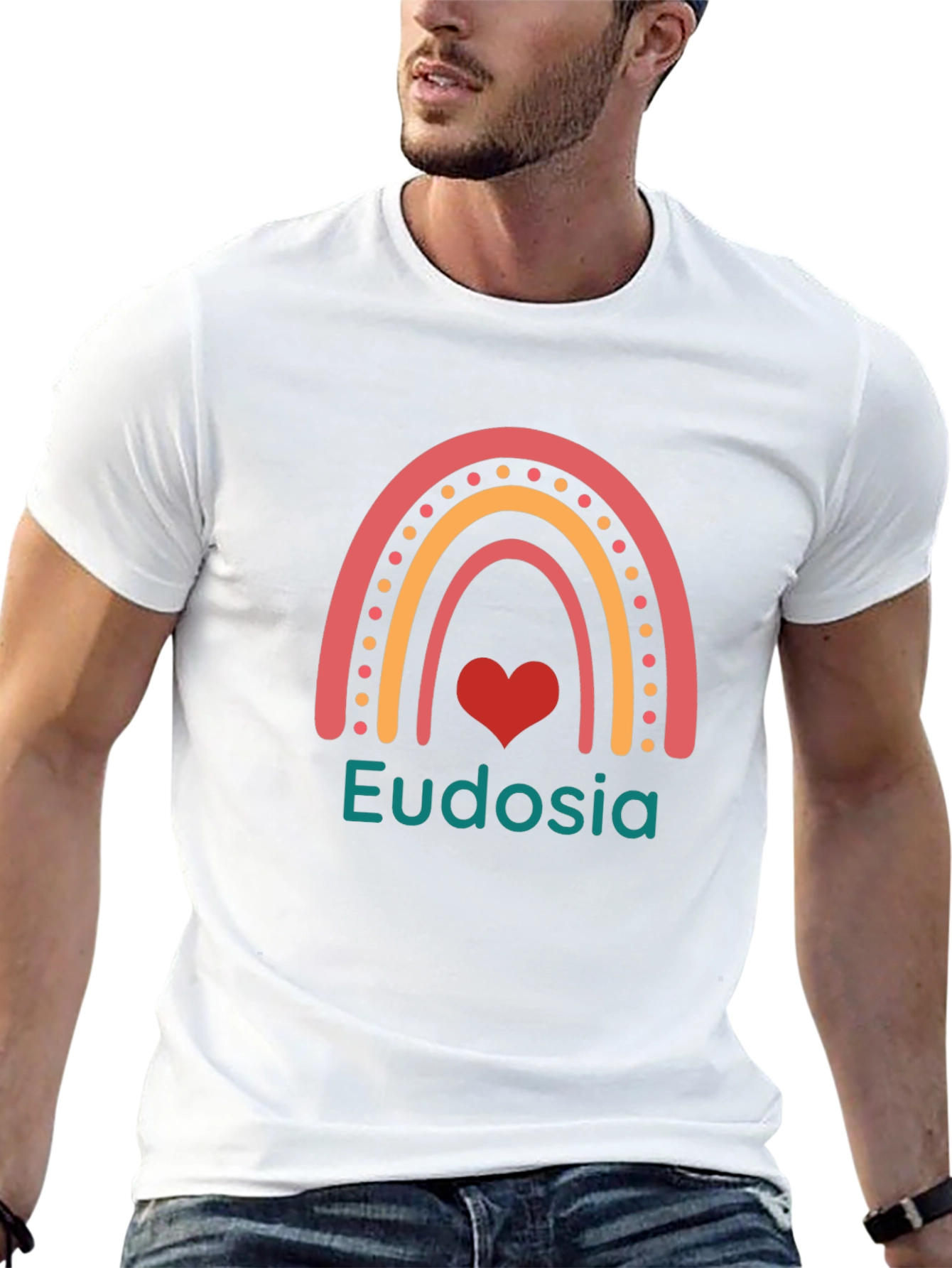 Camiseta Negra con Arcoíris y Nombre Personalizado