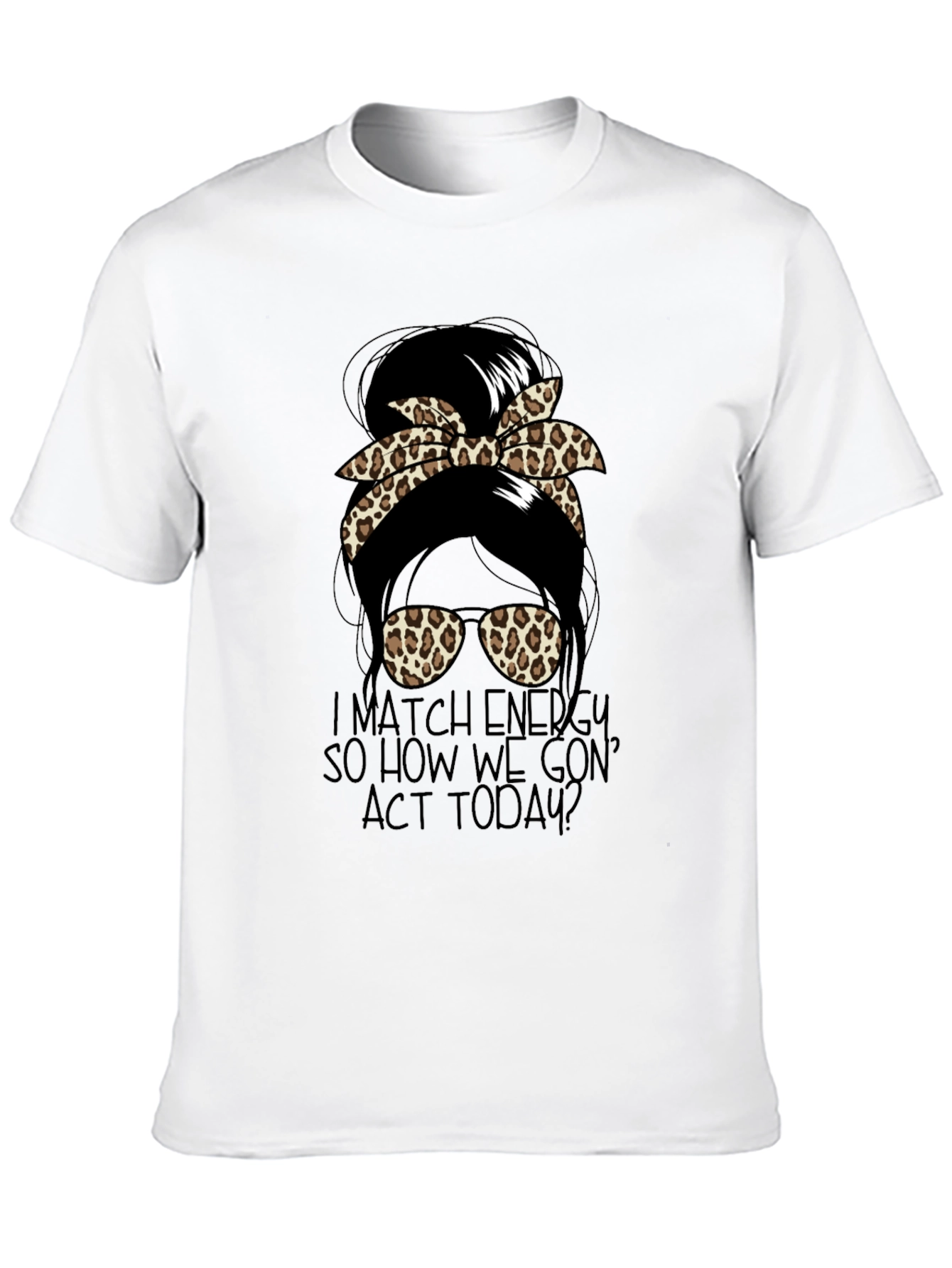 Camiseta Negra con Diseño de Moño Leopardado
