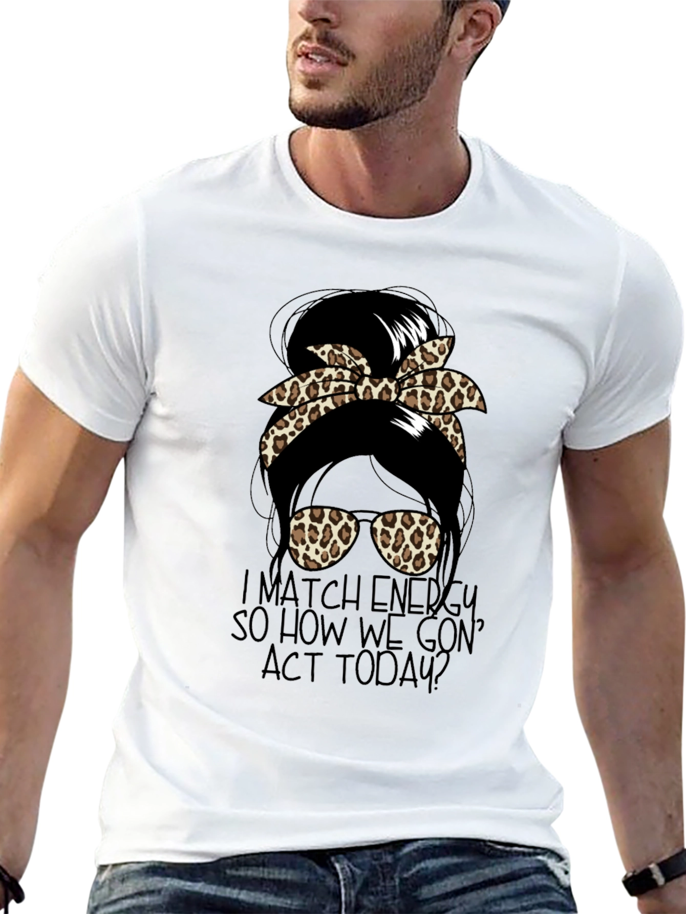 Camiseta Negra con Diseño de Moño Leopardado