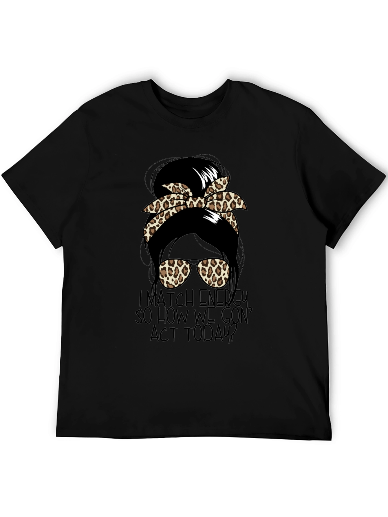 Camiseta Negra con Diseño de Moño Leopardado