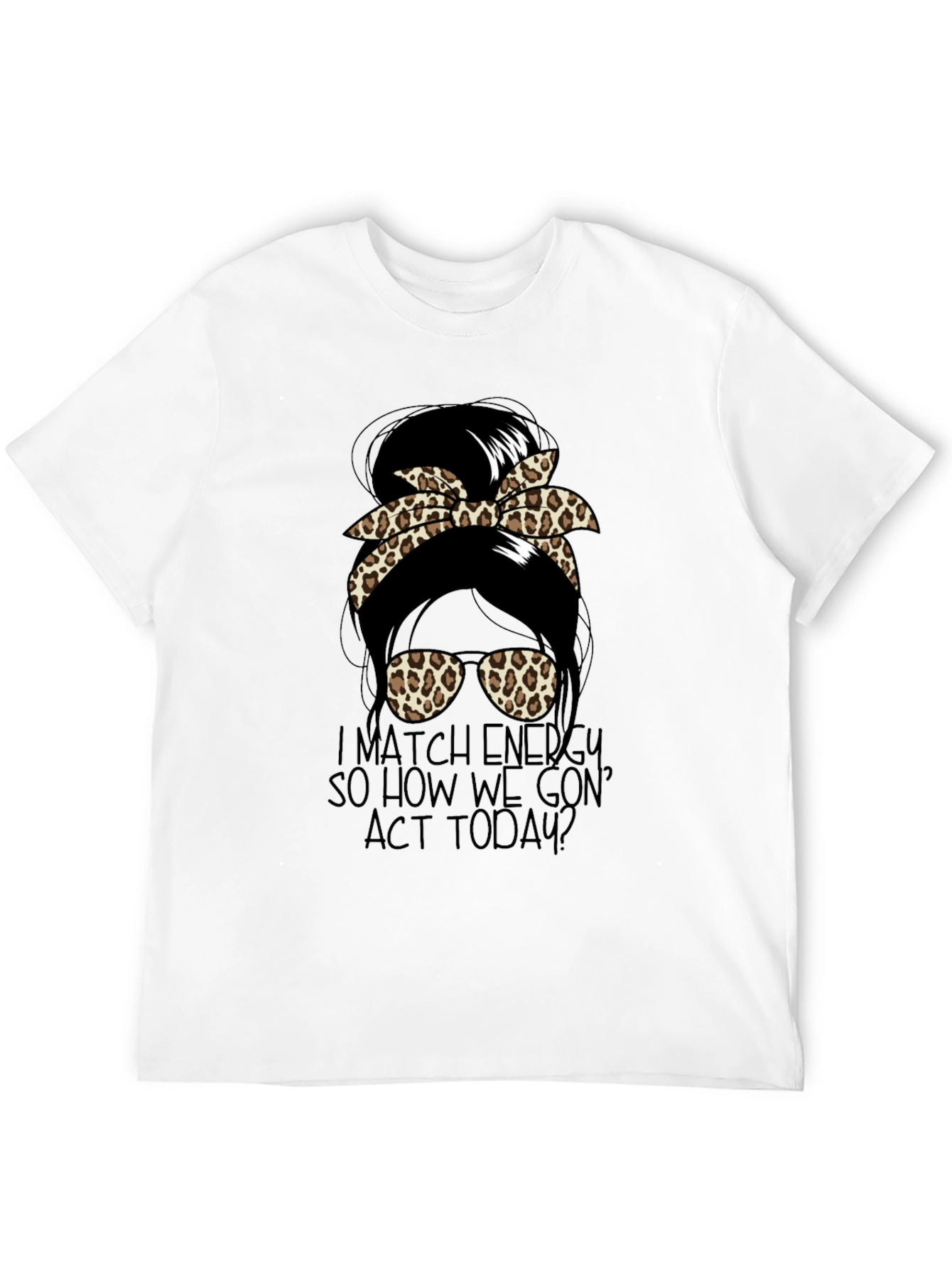 Camiseta Negra con Diseño de Moño Leopardado