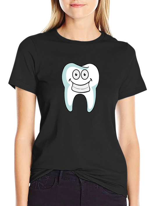 Camiseta Negra con Diseño de Diente Sonriente