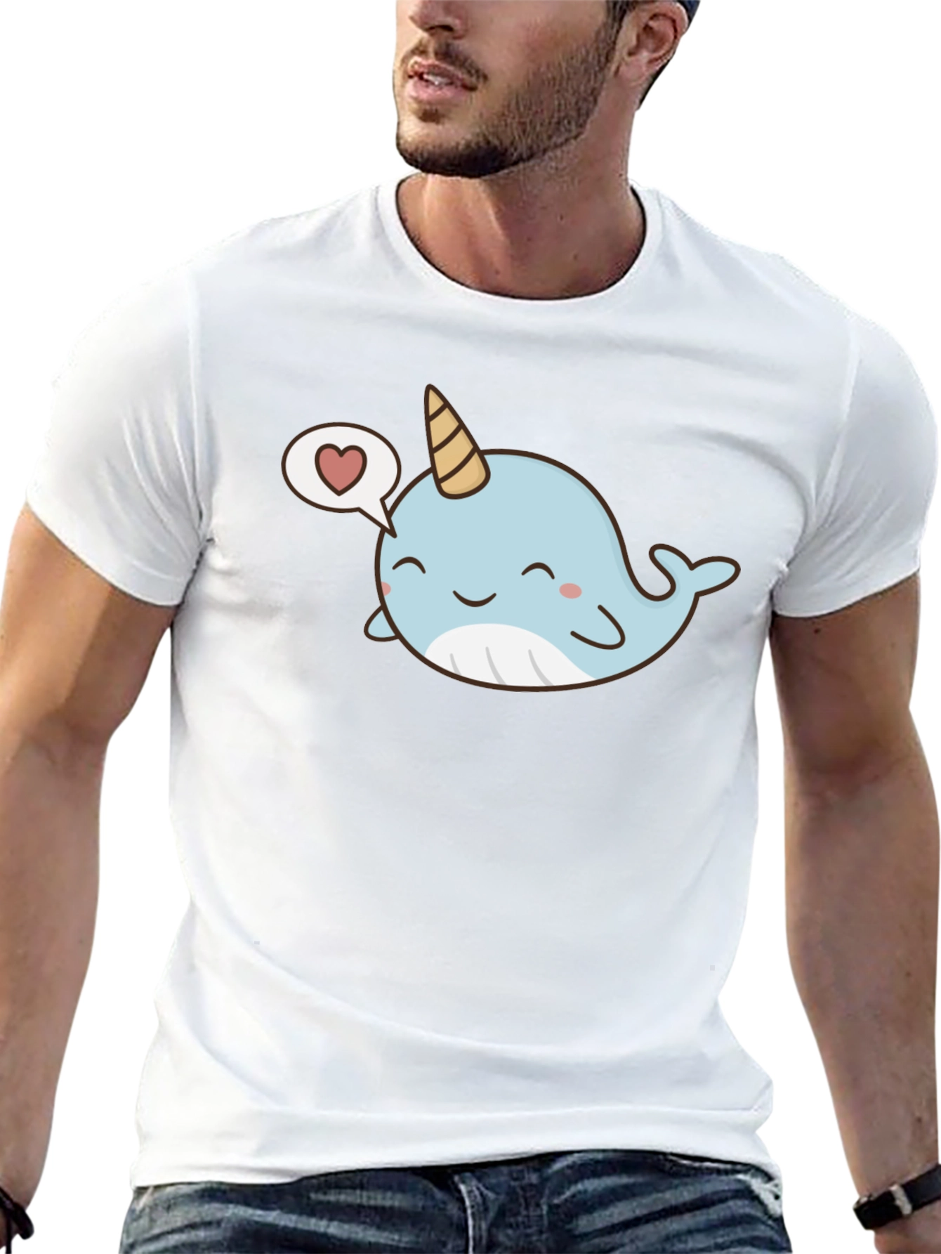 Camiseta Negra con Narval Kawaii