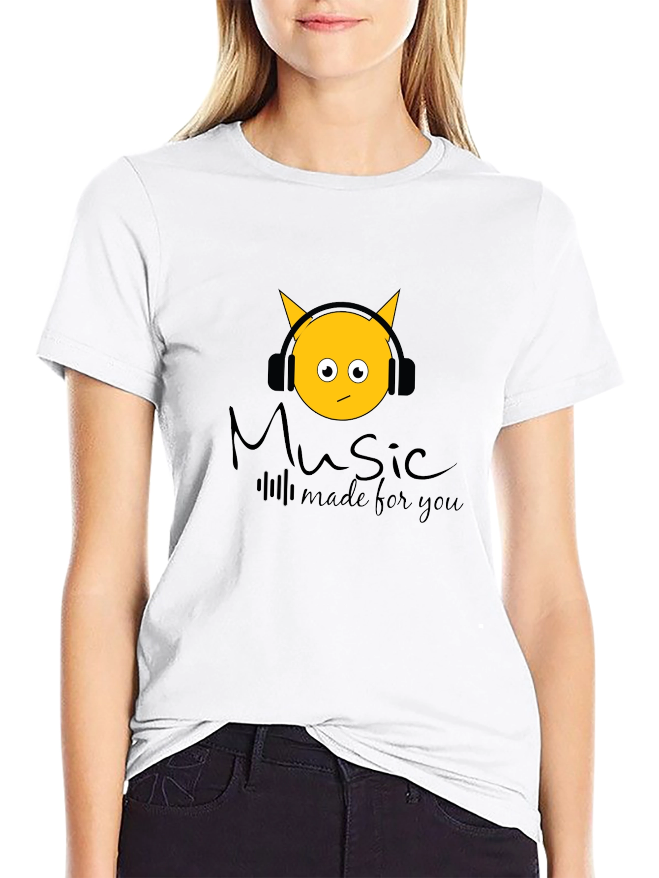 Camiseta Negra con Diseño Music Made for You
