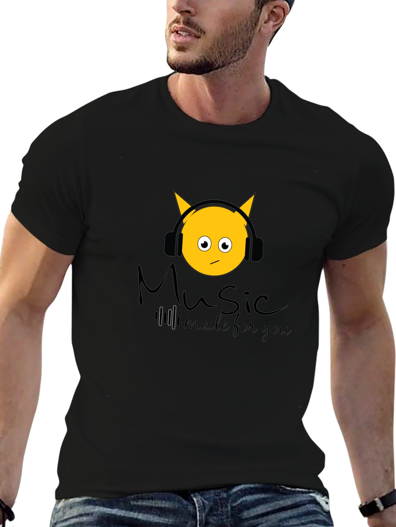 Camiseta Negra con Diseño Music Made for You