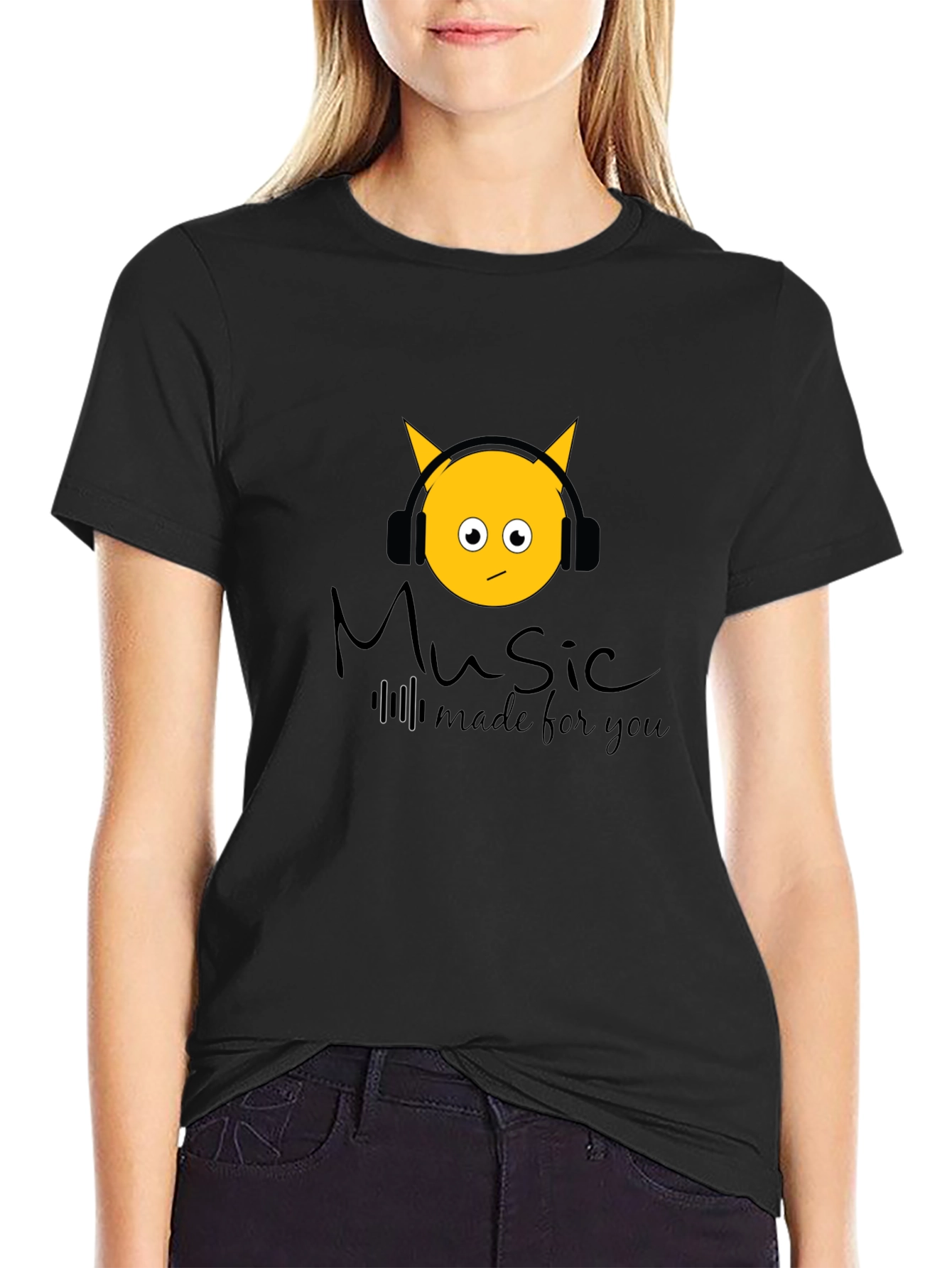 Camiseta Negra con Diseño Music Made for You