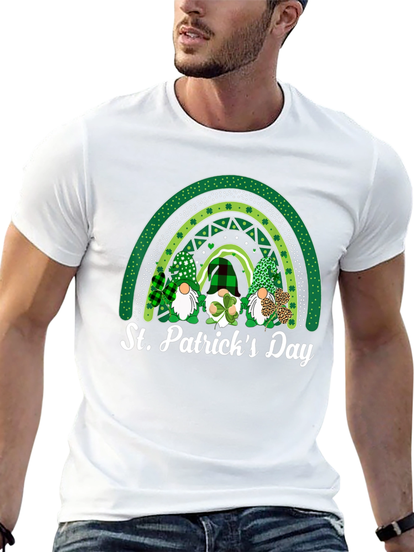 Camiseta Día de San Patricio con Gnomos y Arcoíris