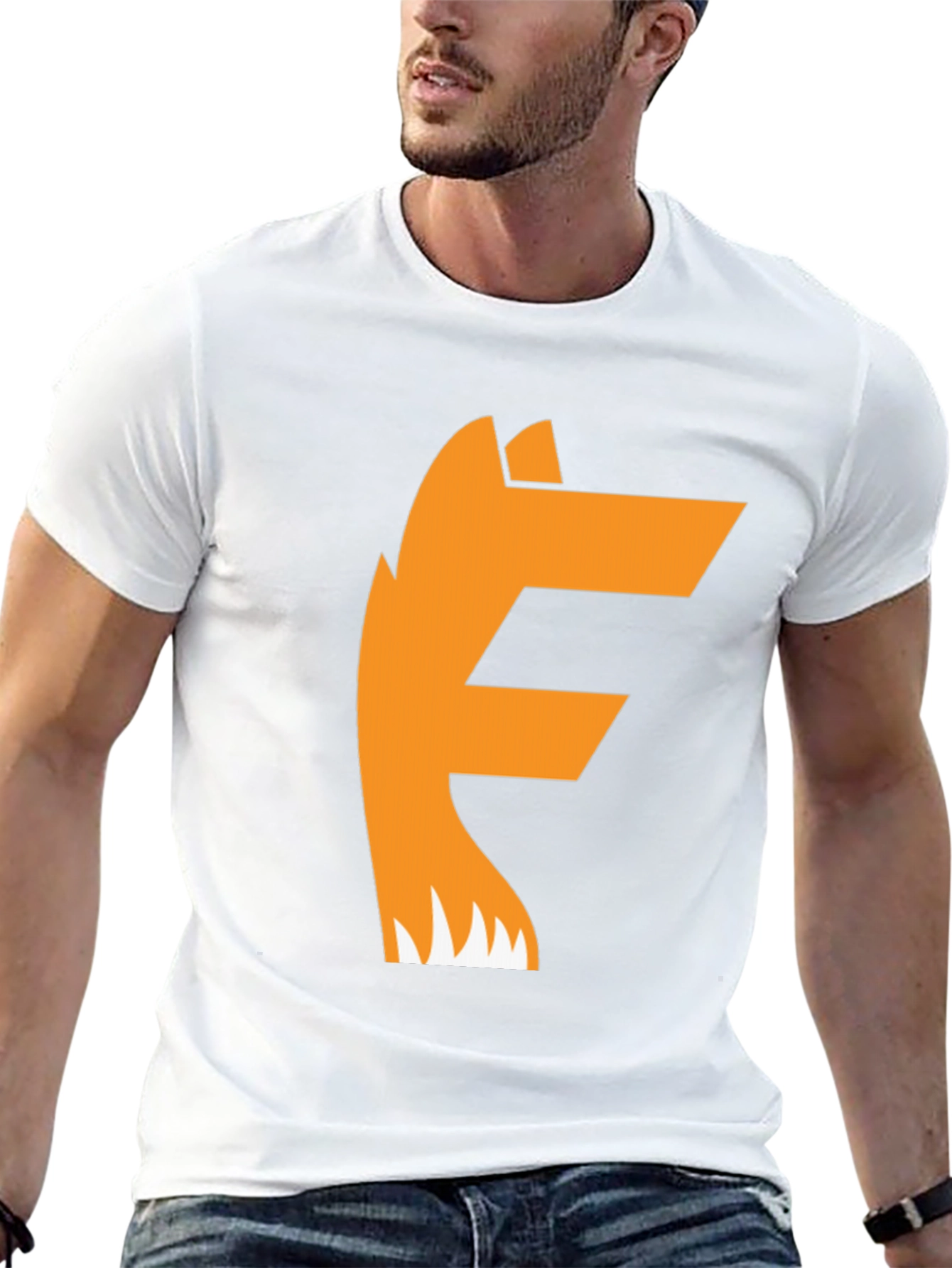 Camiseta Negra con Diseño de Zorro Naranja