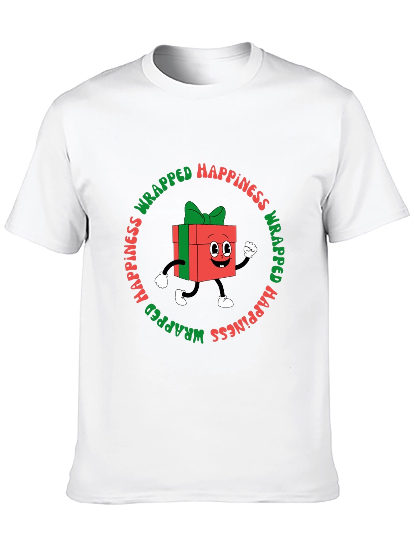 Camiseta Negra con Diseño Navideño Wrapped Happiness