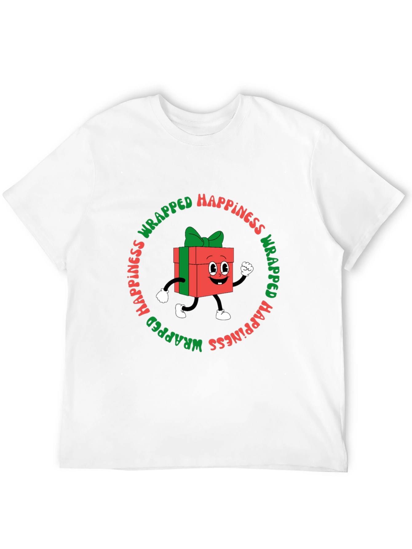 Camiseta Negra con Diseño Navideño Wrapped Happiness