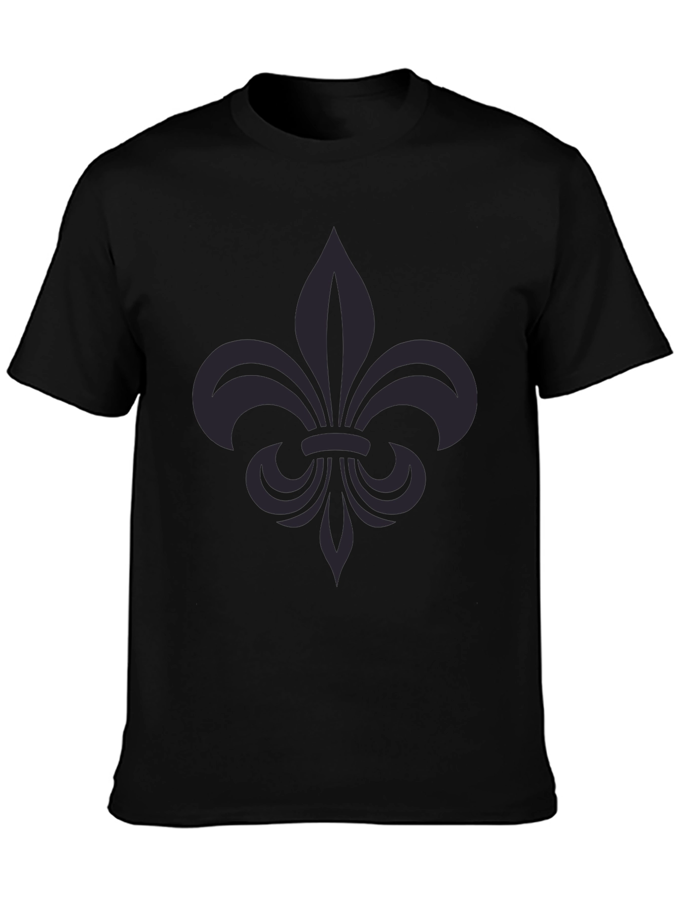 Camiseta Negra con Flor de Lis Estilizada