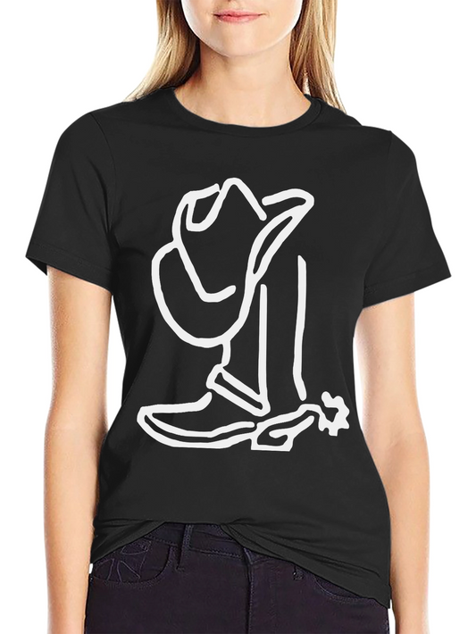 Camiseta Negra con Diseño Vaquero Blanco