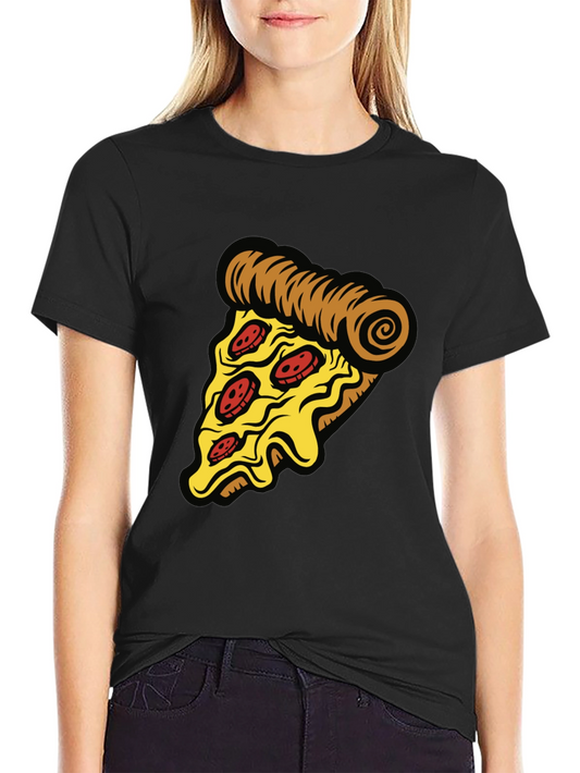 Camiseta Negra con Diseño de Pizza