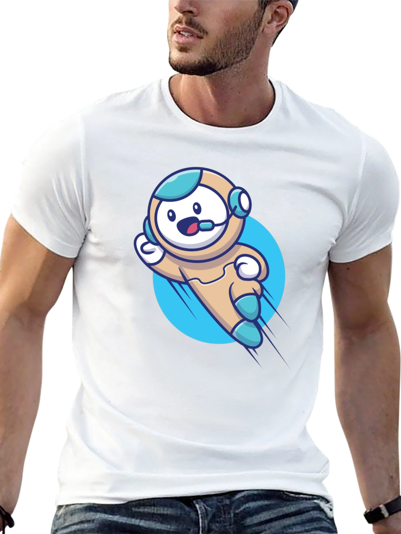 Camiseta Negra con Diseño de Astronauta Divertido