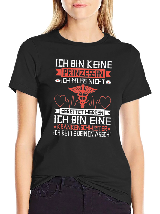 Camiseta Negra: No soy princesa soy enfermera