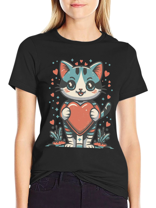 Camiseta Gato Corazón - Regalo de San Valentín
