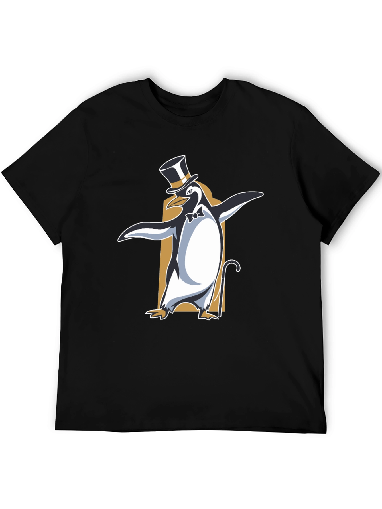Camiseta Negra con Pingüino Elegante