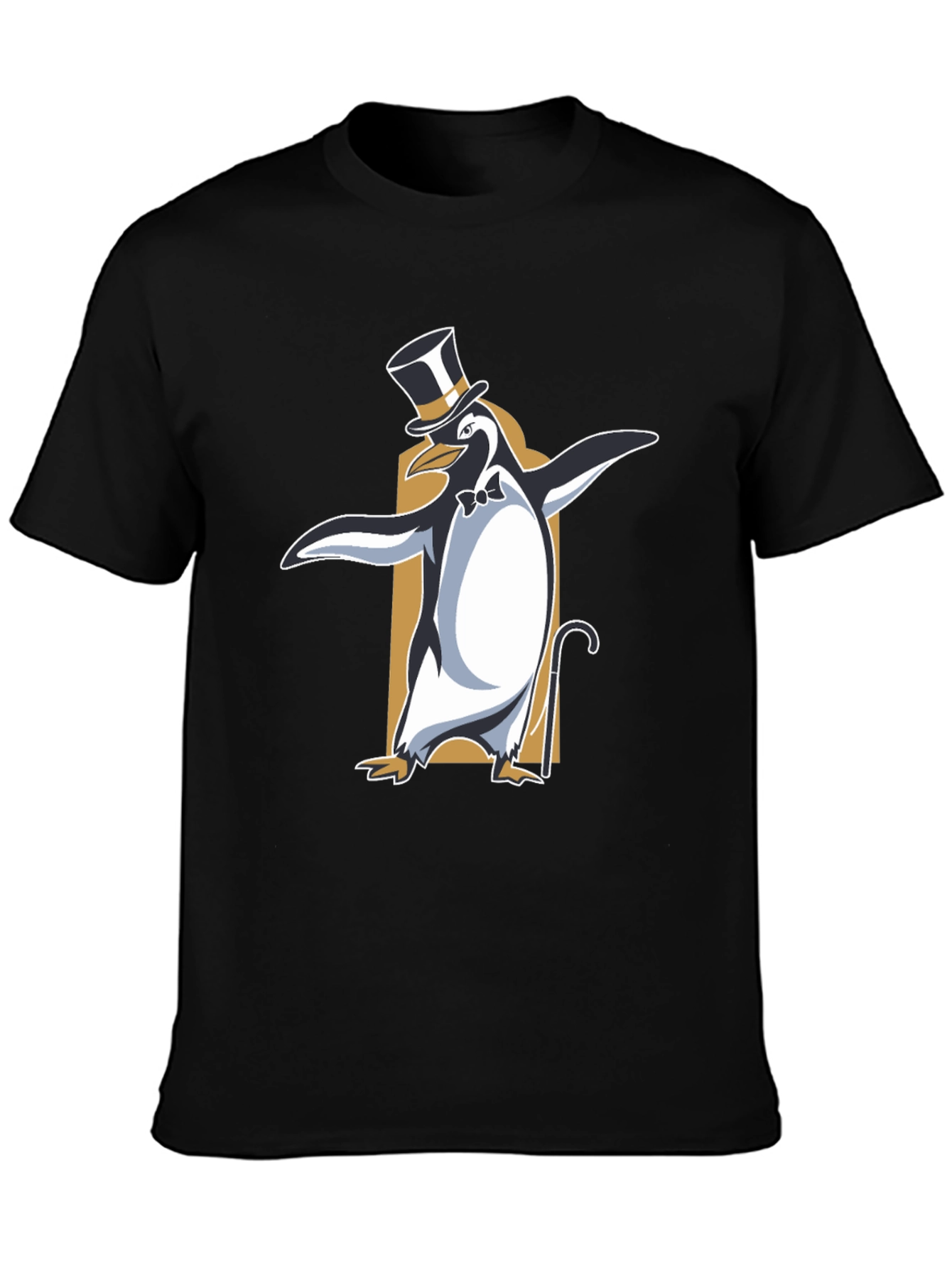 Camiseta Negra con Pingüino Elegante