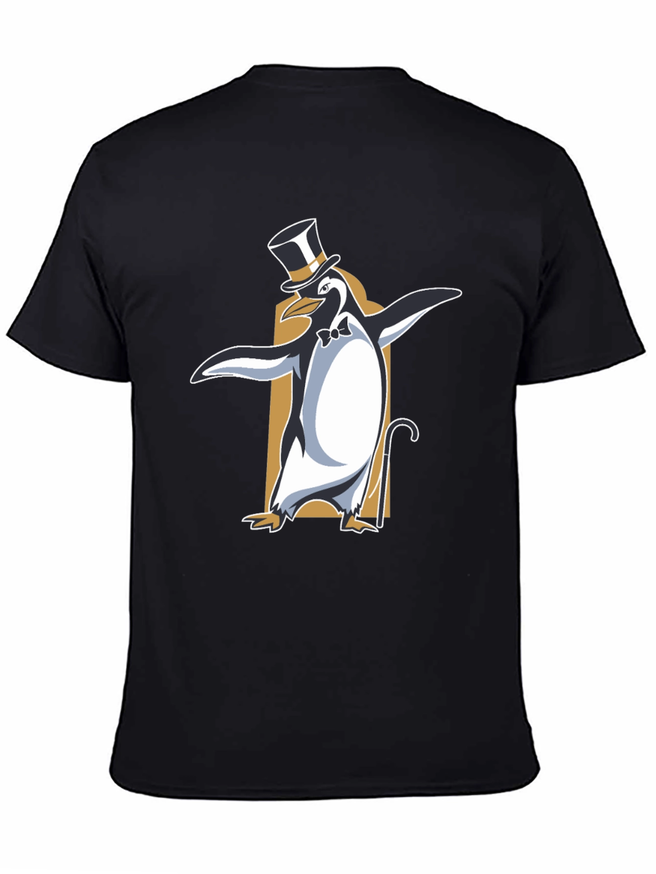 Camiseta Negra con Pingüino Elegante