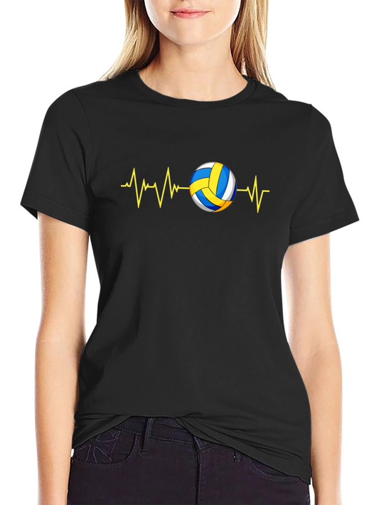 Camiseta Negra con Diseño de Voleibol