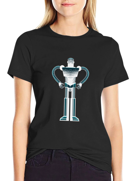 Camiseta Negra con Diseño de Robot Futurista