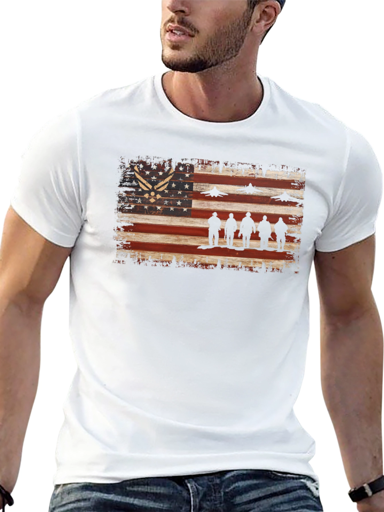Camiseta patriótica con bandera estadounidense