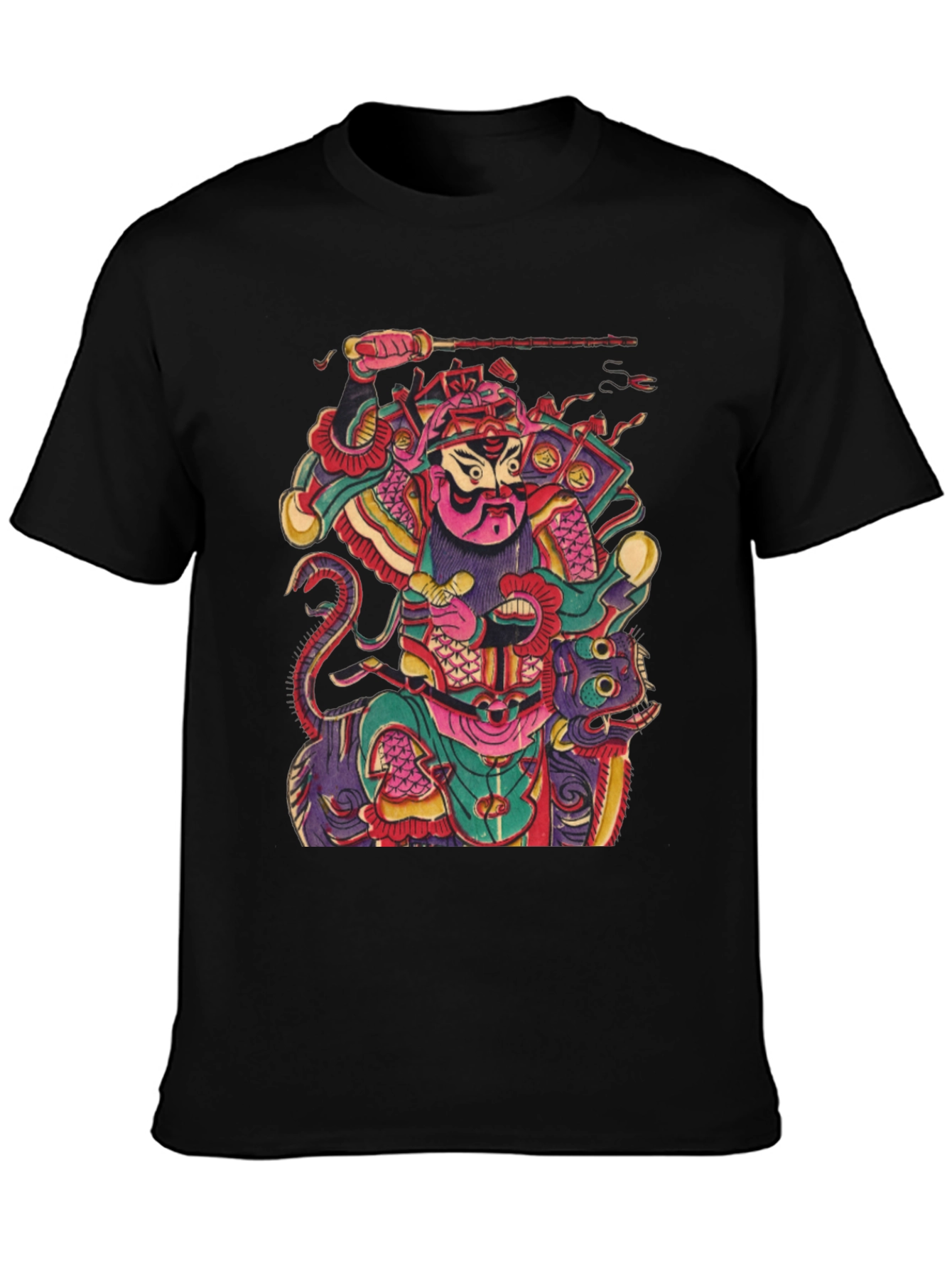 Camiseta Negra con Diseño Estampado Japonés