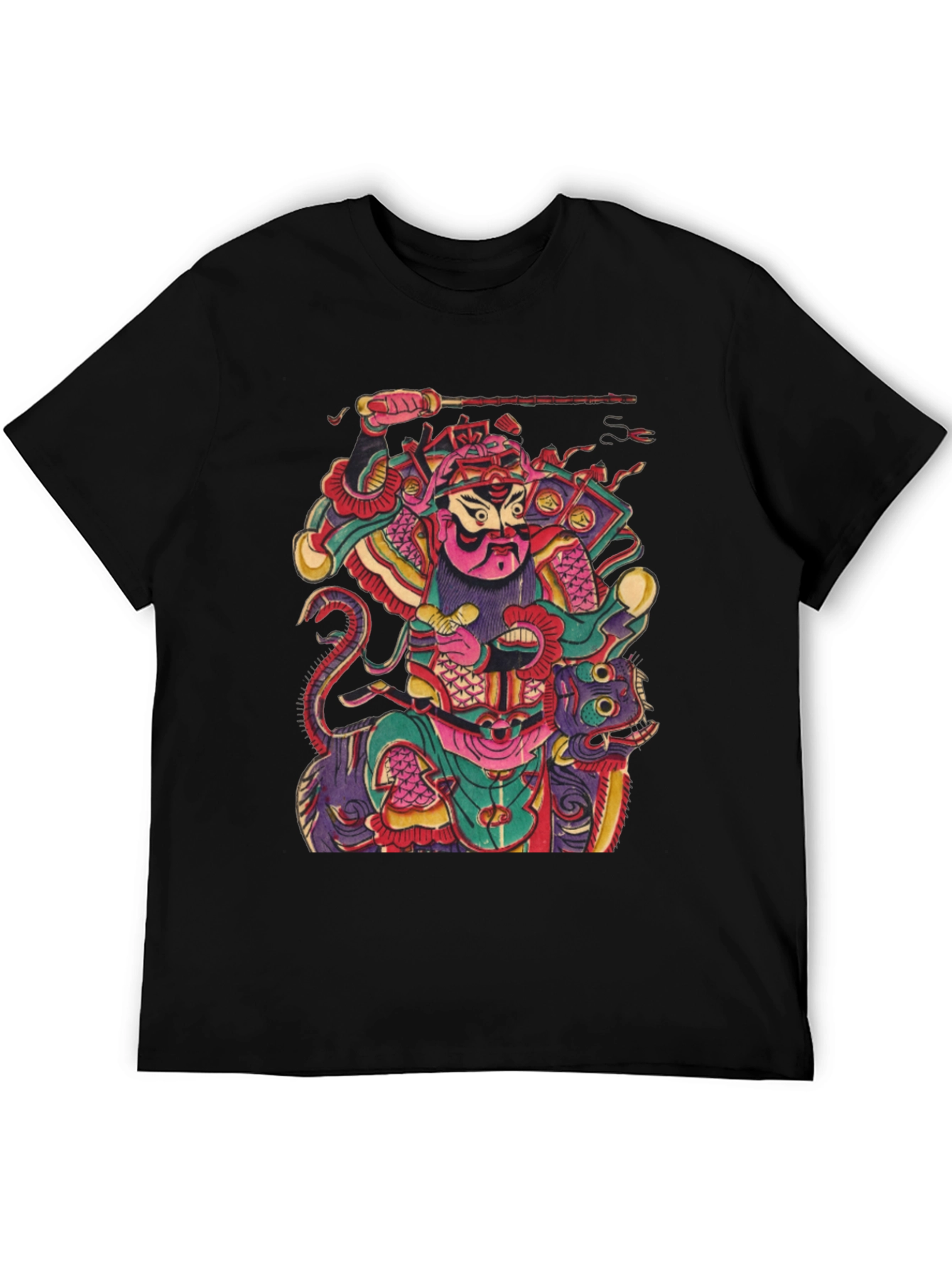 Camiseta Negra con Diseño Estampado Japonés