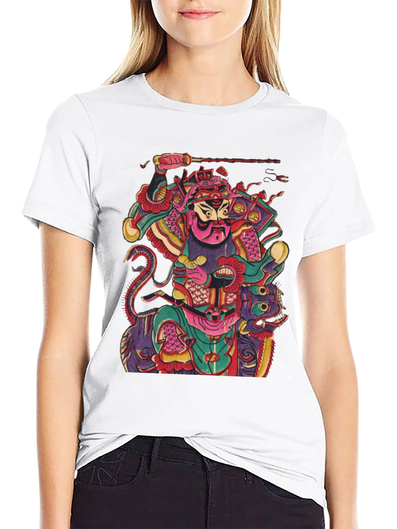 Camiseta Negra con Diseño Estampado Japonés