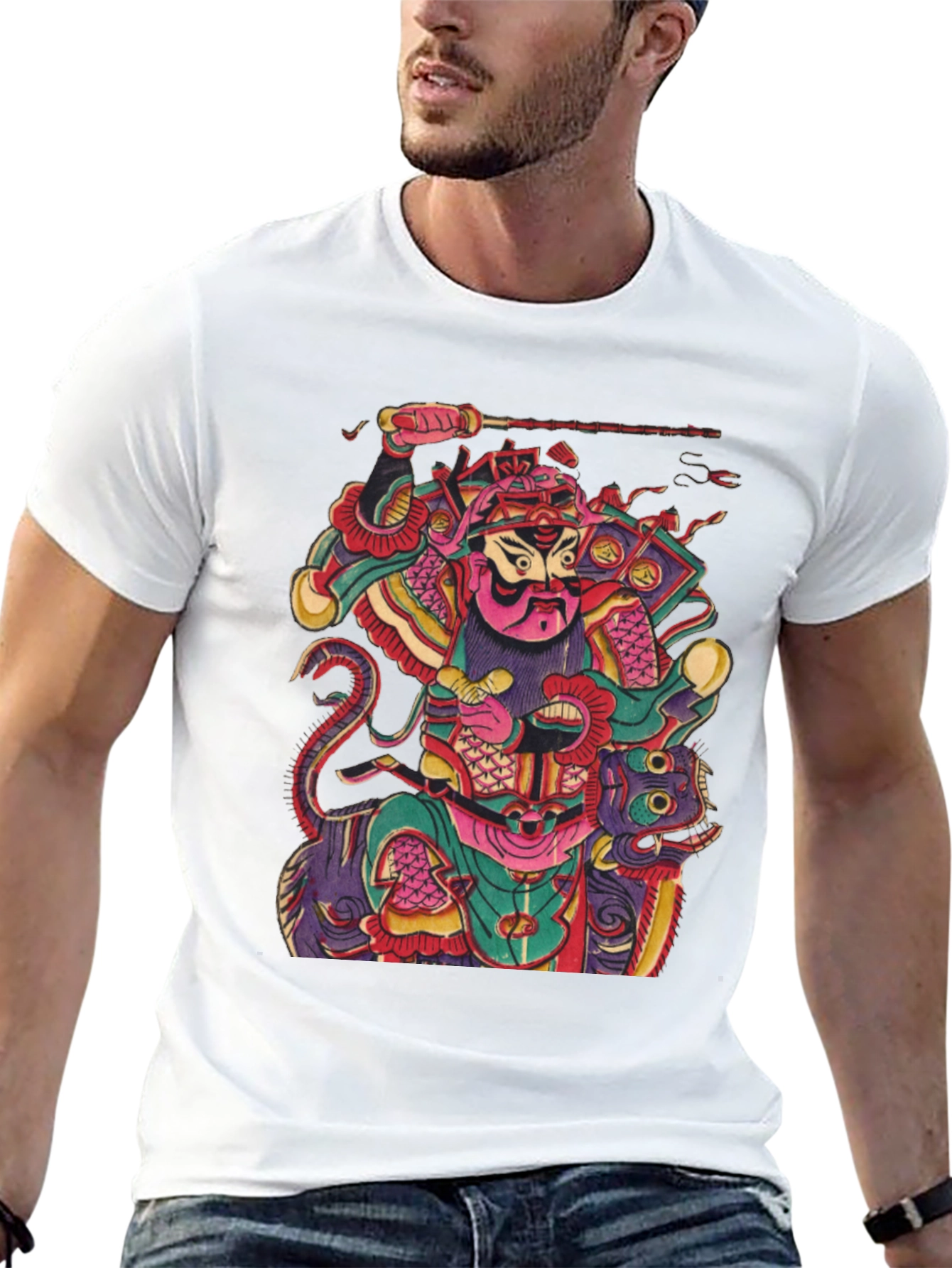 Camiseta Negra con Diseño Estampado Japonés