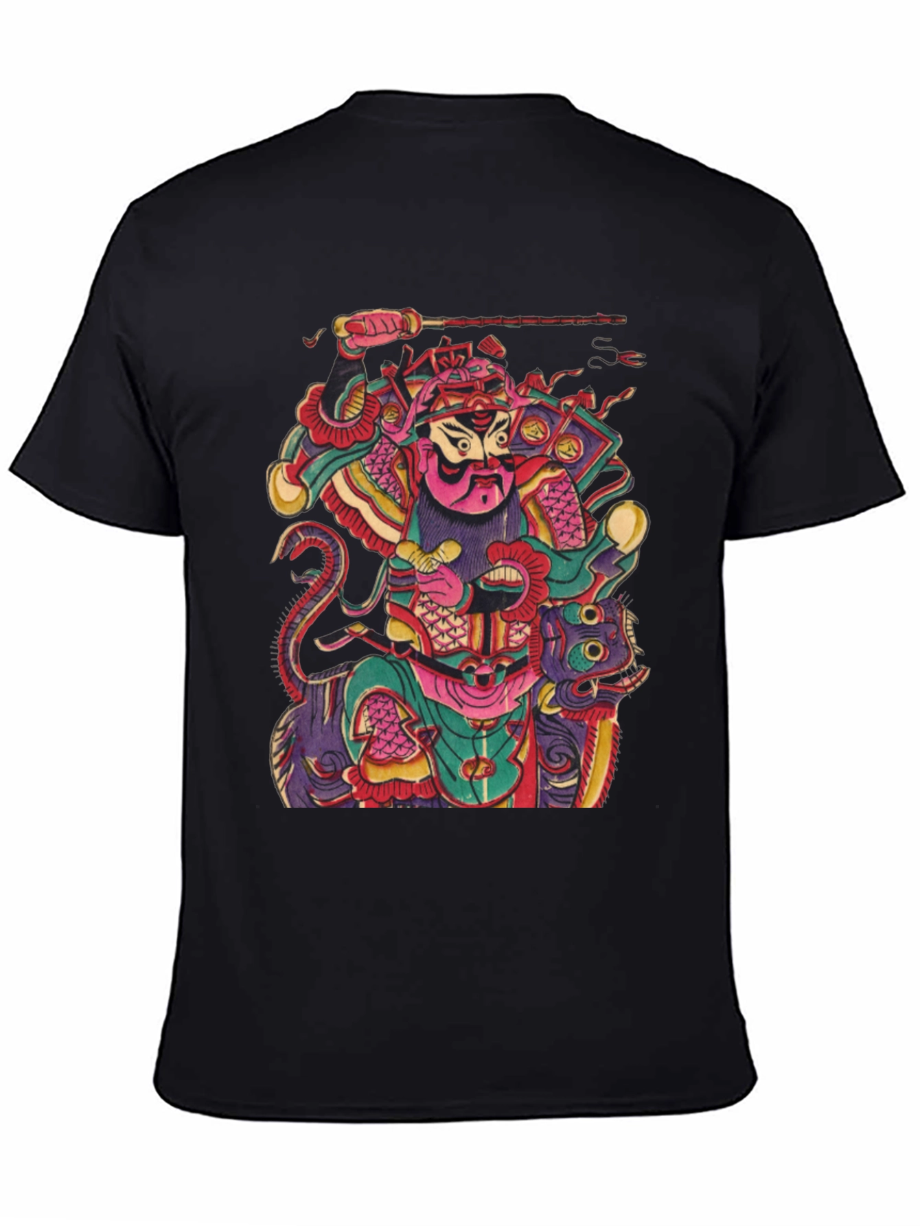Camiseta Negra con Diseño Estampado Japonés