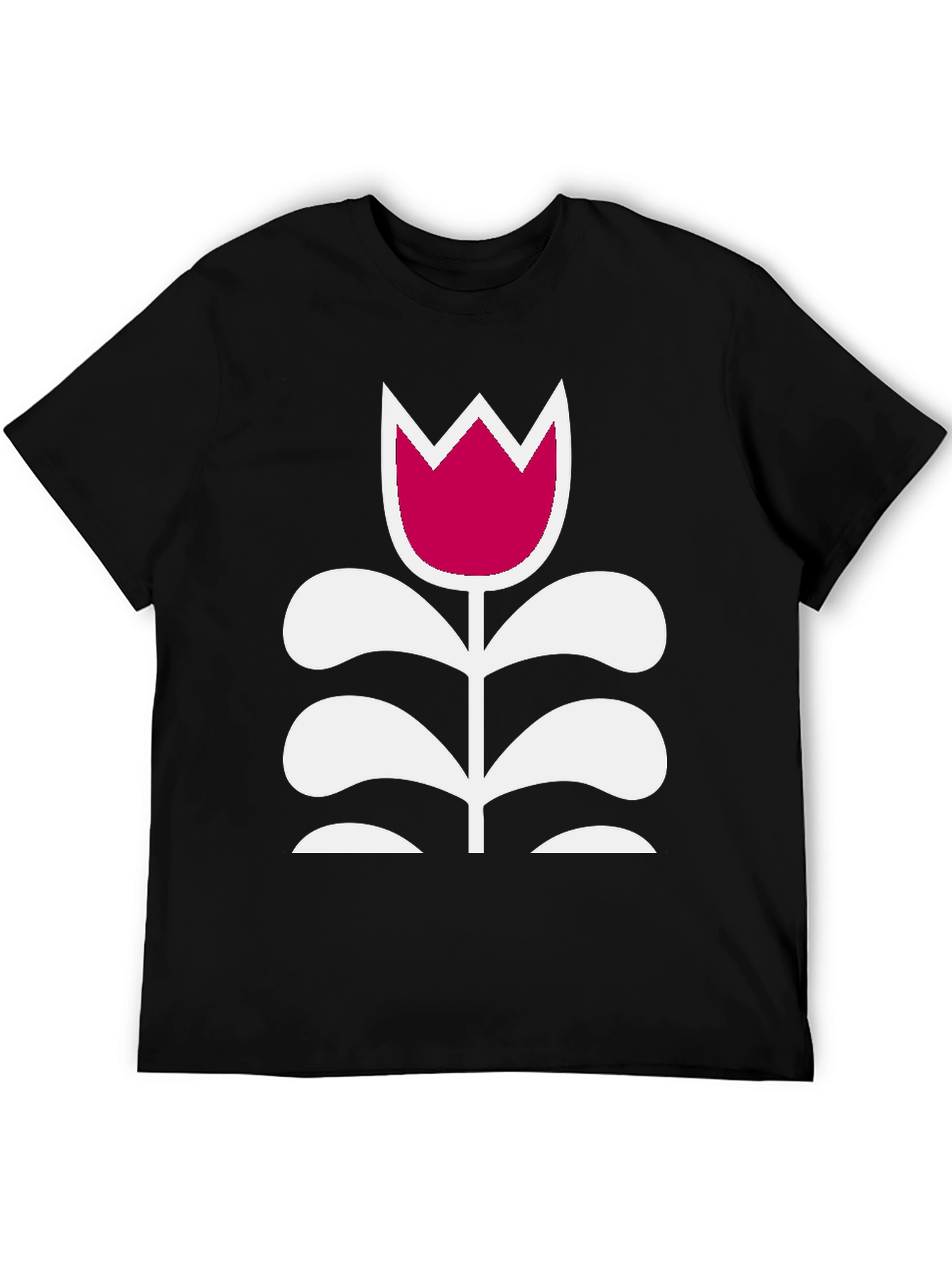 Camiseta Negra con Tulipán Moderno