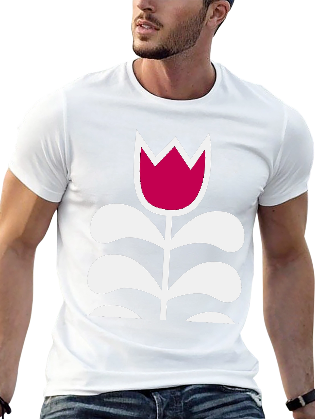 Camiseta Negra con Tulipán Moderno