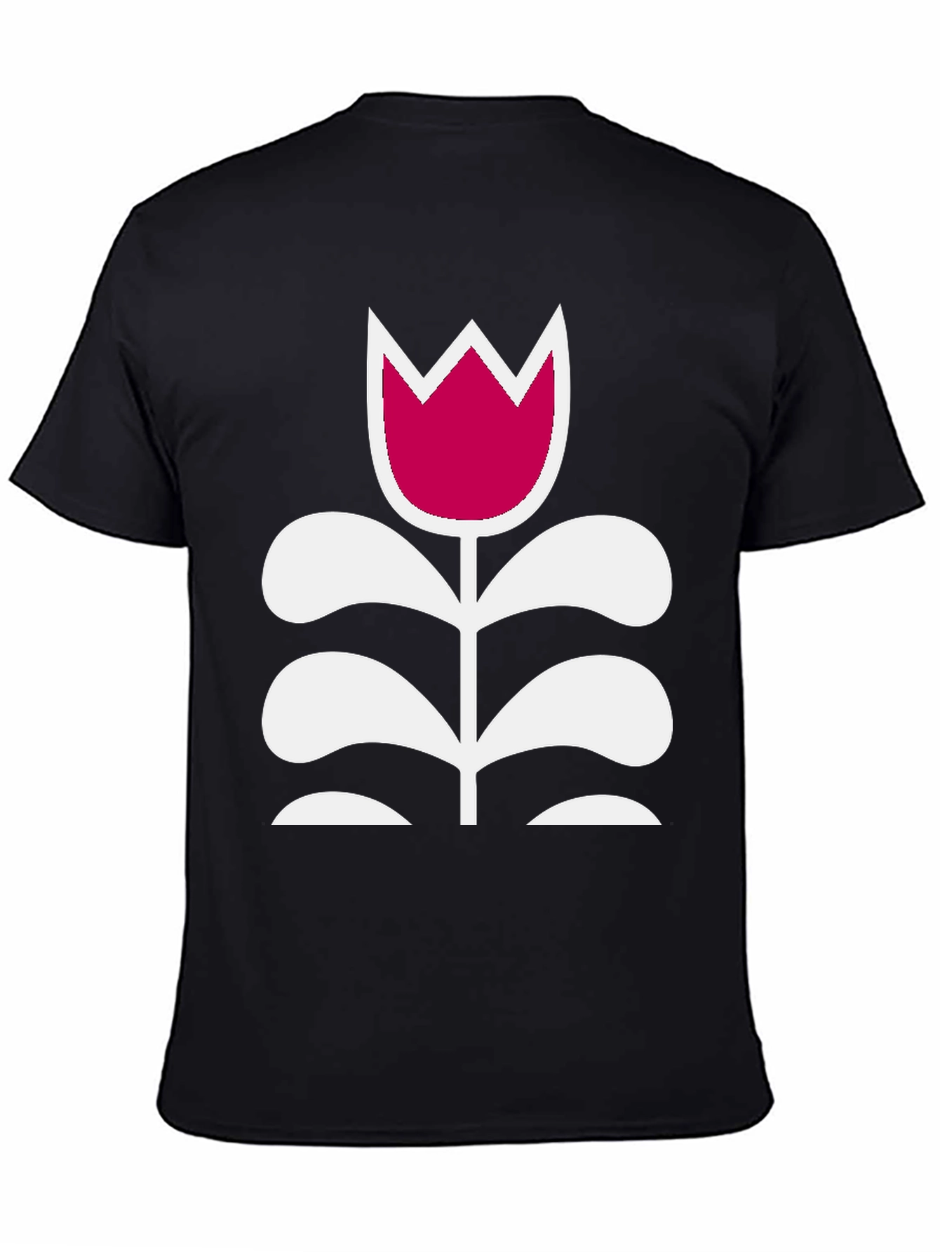 Camiseta Negra con Tulipán Moderno