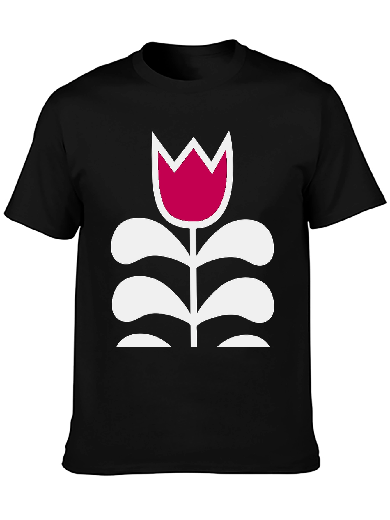 Camiseta Negra con Tulipán Moderno