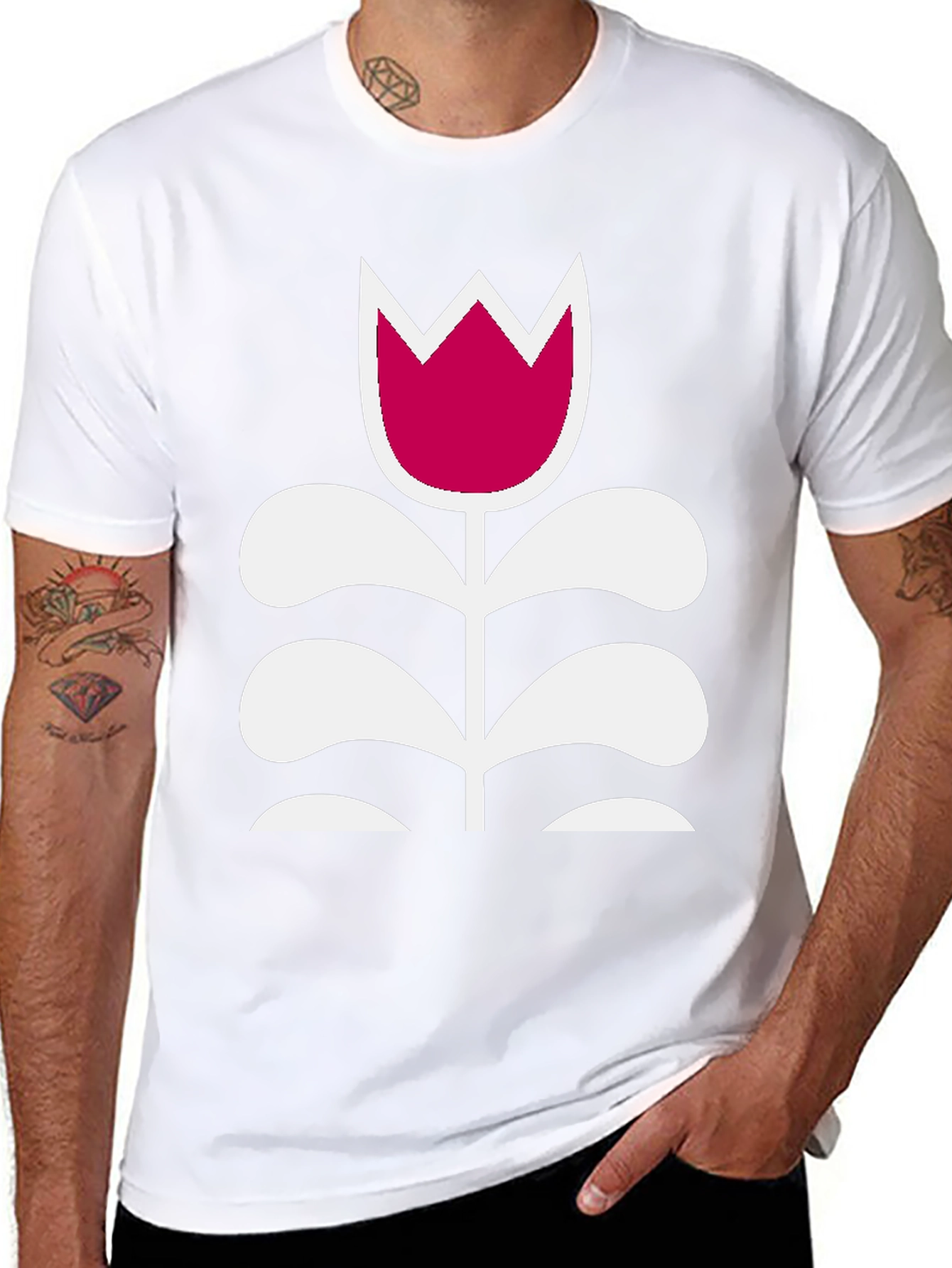 Camiseta Negra con Tulipán Moderno