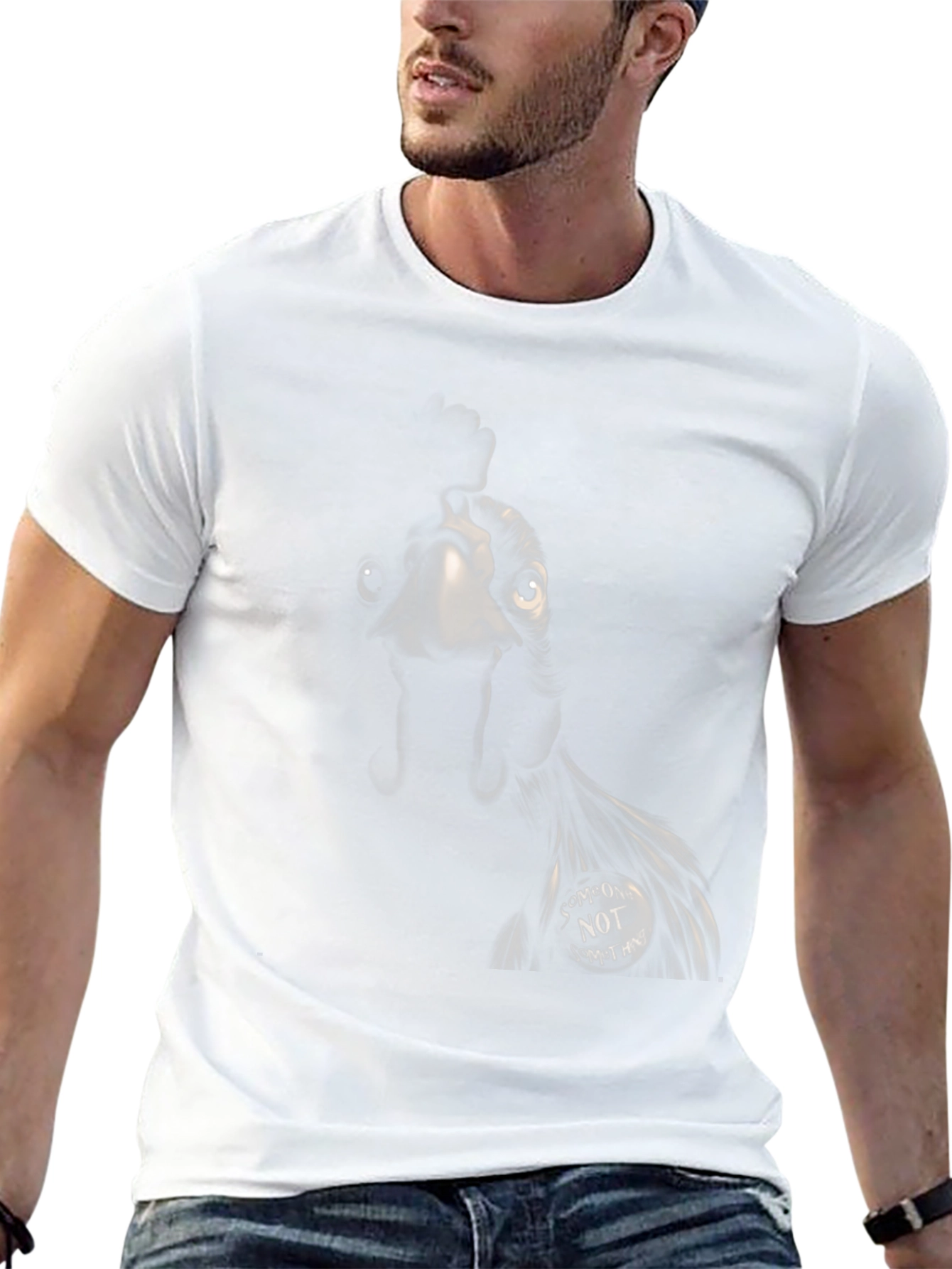Camiseta Negra con Diseño de Pollo Alguien No Algo