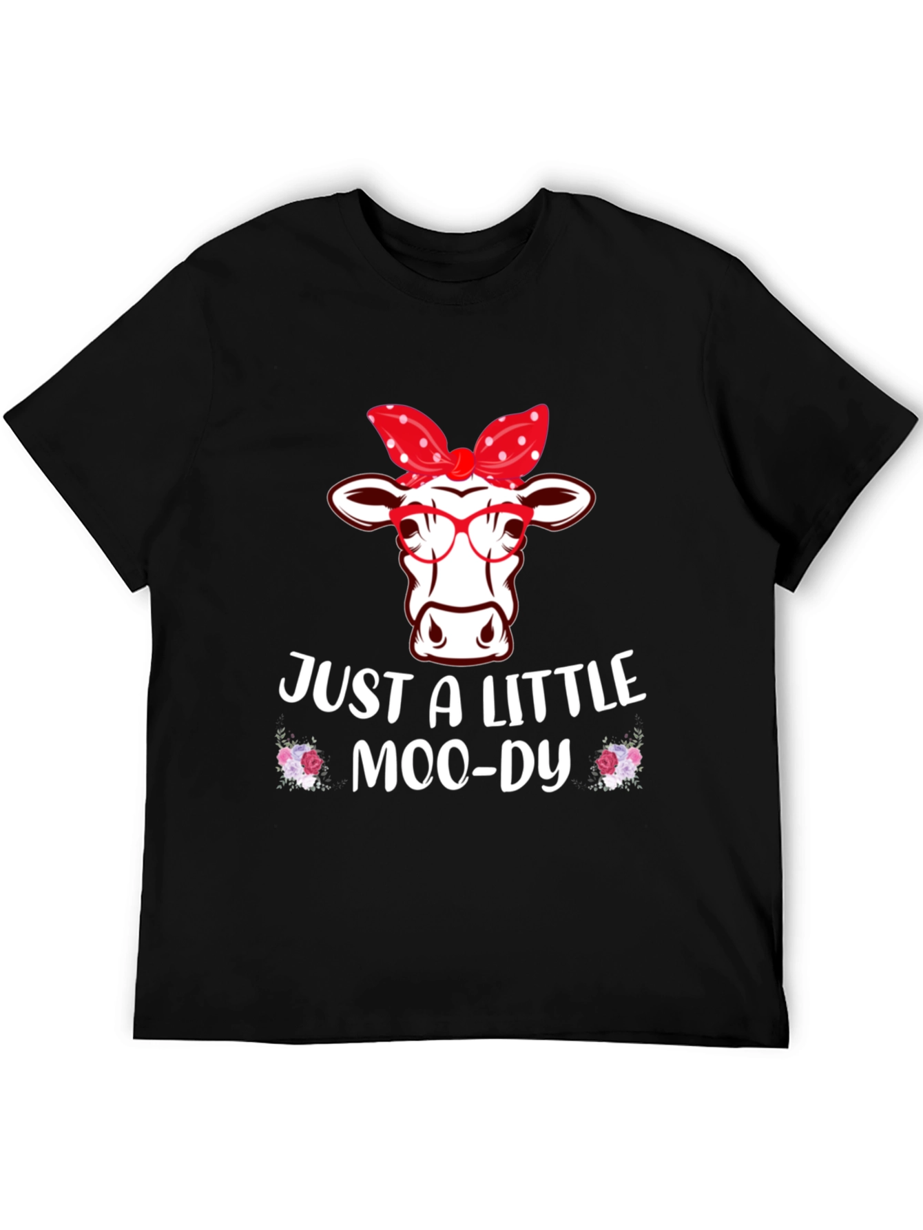 Camiseta Negra con Diseño de Vaca Moo-dy