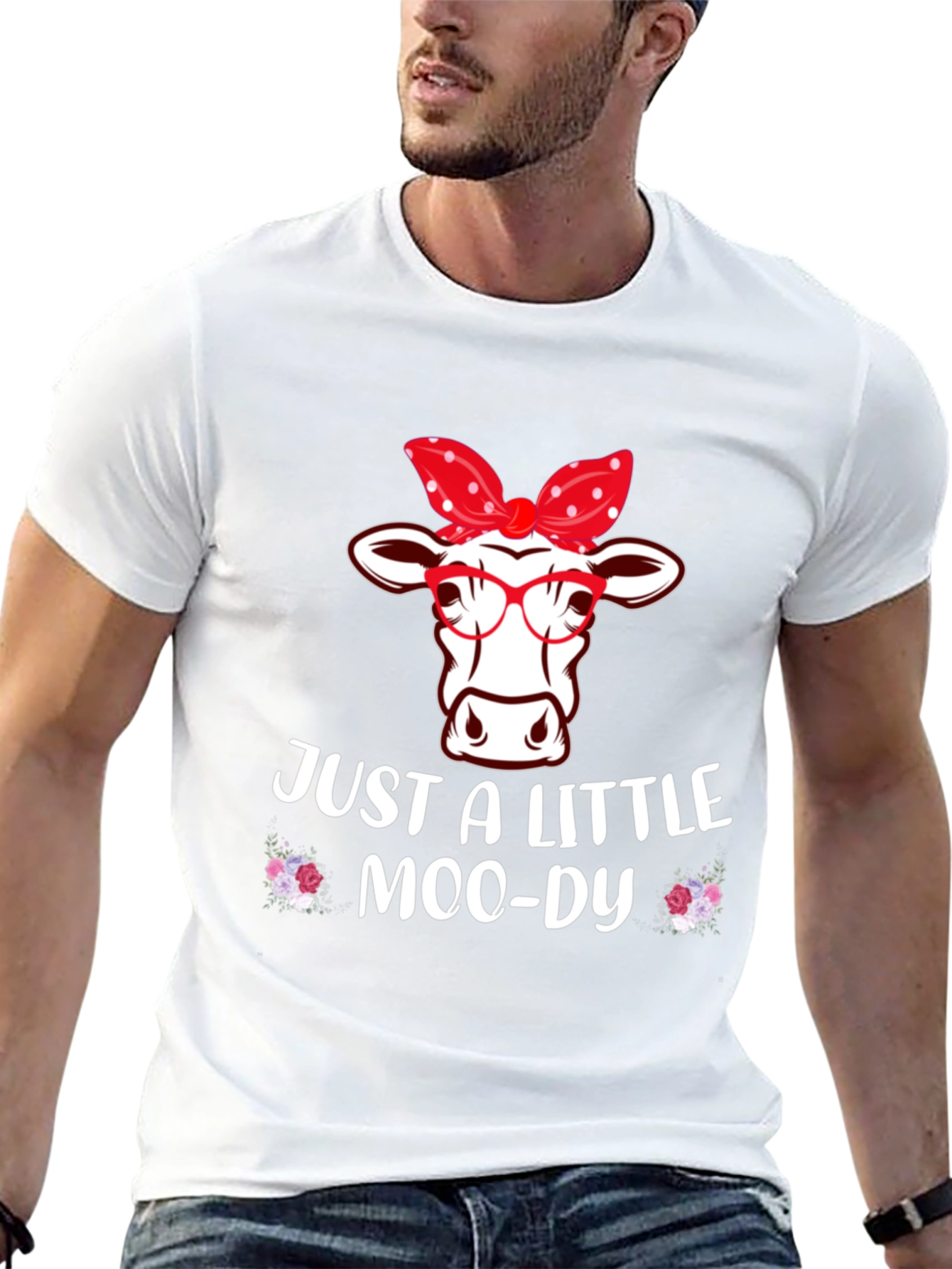Camiseta Negra con Diseño de Vaca Moo-dy