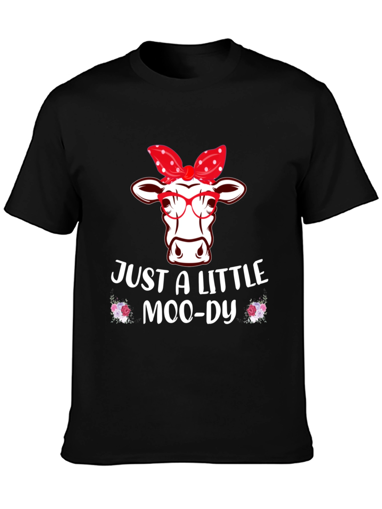 Camiseta Negra con Diseño de Vaca Moo-dy