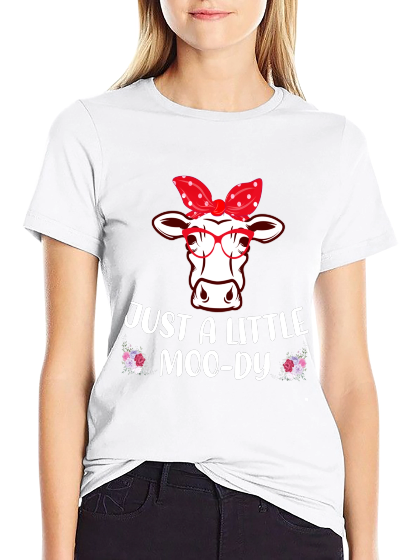 Camiseta Negra con Diseño de Vaca Moo-dy